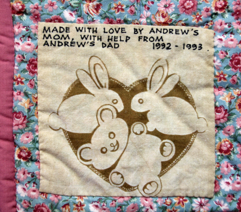 Andrew`s baby quilt label part 1
